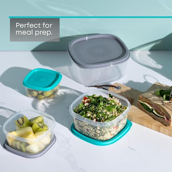 FiNeWaY 7pc Nesting Stackable Food Storage Containers Box with Airtight Lids BPA Free Lunch Snack Meal Boxes Kitchen Reusable Organiser Portion Control - Image 3