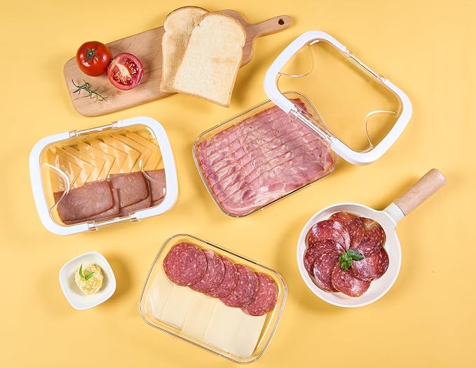 Felli Duo Loc Deli Meat Containers for Fridge with Airtight Lids, Stackable Refrigerator Organizer for Lunch Meat Storage Sandwich Ham Cheese Salami Sliced Turkey, Clear Tritan Box (Cold Cuts 3pk) - Image 7