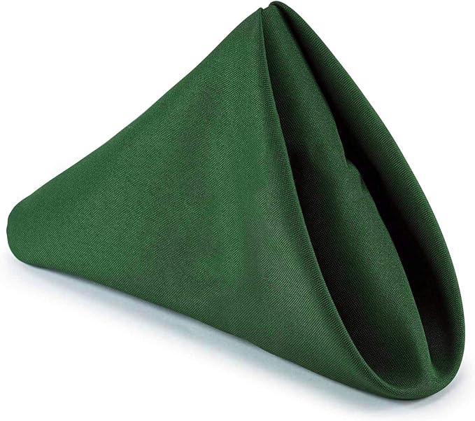 Pack of 12 Polyester Napkins 17 x 17 Inch Square with Scalloped Edge, Plain Washable Reusable Dining Table Cloth Napkin for Wedding Party Banquet Home Restaurant Bistro Decoration - Hunter Green - Image 6