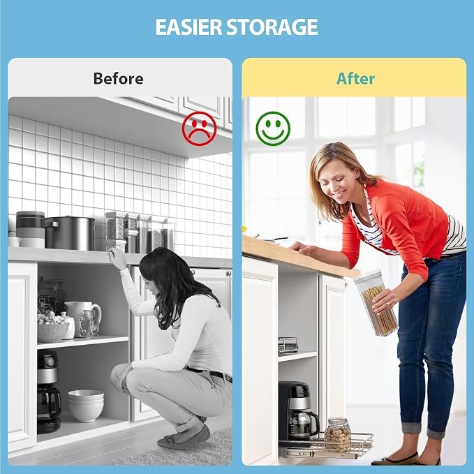 ZOINLIY Pull Out Cabinet Organizer, Slide Out Kitchen Organizers Storage | Heavy Duty Drawer Cupboard Storage Basket, Smooth Sliding, Chrome Finish - Image 5
