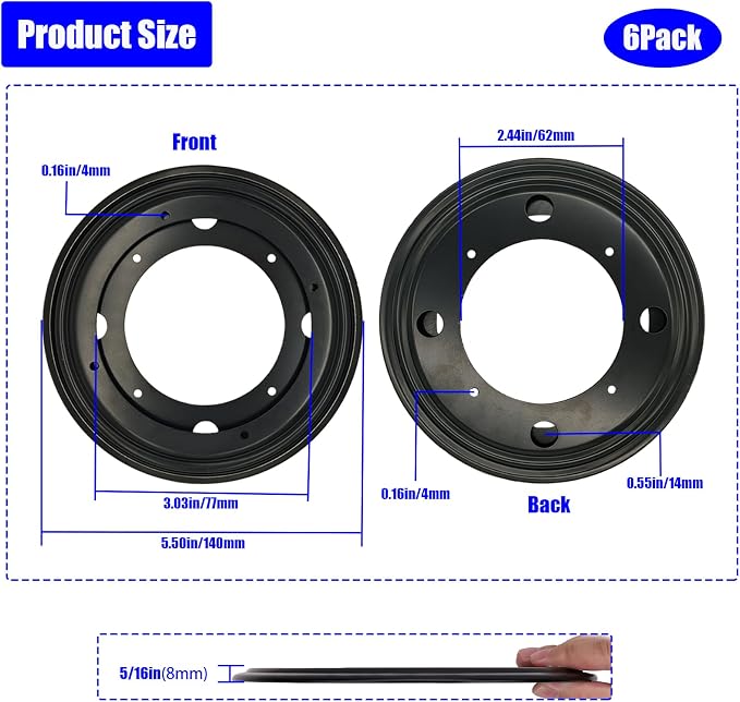 6 PCS 5.5" Lazy Susan Bearing,Heavy Duty Turntable Swivel for Rotating | Thickened steel resists rust & wear,5/16" thickness for stable rotation,360° swivel,ideal for tables,shelves & cabinets - Image 2