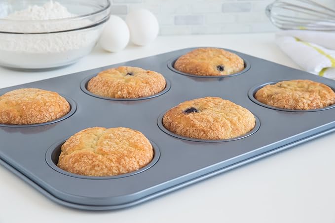 Fox Run Large Muffin Top Pan, 6 Cup Nonstick Muffin Top Baking Tin | Nonstick For Easy Release & Cleaning | Carbon Steel Pan Evenly Bakes | Makes 6 Muffin Tops or Burger Buns | Baking Gadget - Image 3