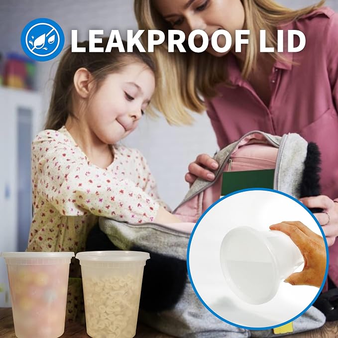 40 Pack 32oz Food Storage Containers with Airtight Lids Freezer Safe for Meal Prep Soup Slime Reusable for Lunches Leftovers Takeout BPA-Free Leakproof Stackable Microwave Dishwasher - Image 8