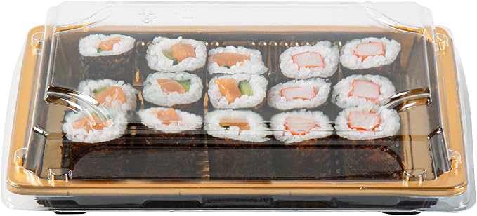 Restaurantware Plastic Sushi Trays 100 Pack of 7 x 4.9 x 1.57 Inch With Clear Lids Leak-Resistant Sushi Take Out Boxes Stackable Containers For Grab-And-Go - Image 9