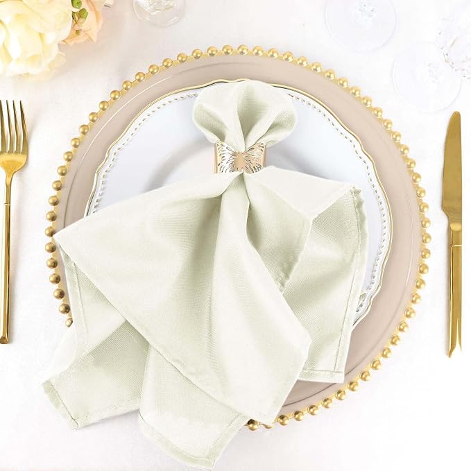 Efavormart Premium Cloth Napkins Set of 5, 20x20 Inch Ivory Seamless Dinner Napkins, Washable Linen Table Napkin Cloth with Hemmed Edges for Weddings, Party and Banquet - Image 2