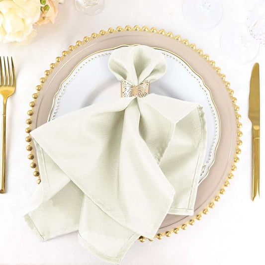 Efavormart Premium Cloth Napkins Set of 25, 20x20 Inch Ivory Seamless Dinner Napkins, Washable Linen Table Napkin Cloth with Hemmed Edges for Weddings, Party and Banquet by efavormart