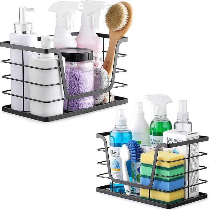 ALOCEO 2 Pack Storage Stackable Kitchen Laundry Organizers with Bamboo Top, Large Trash Bag Holder and Small Garbage Bag Dispenser for Countertop Organization - Image 9