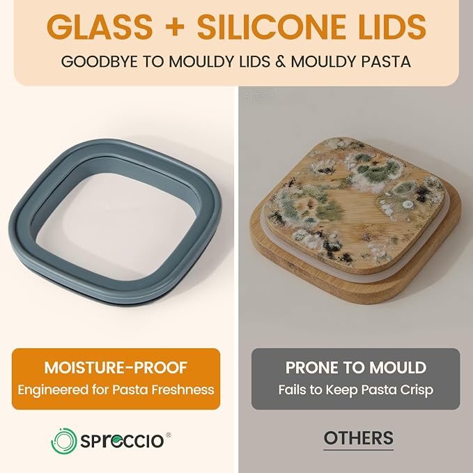 Glass Storage Jars with Lids, 2.5 Qt 3 Pack | Borosilicate Glass, Glass Lid, Large Capacity Glass Food Storage for Pasta, Flour, Cereal, Cookies, Nuts, Coffee - Image 3
