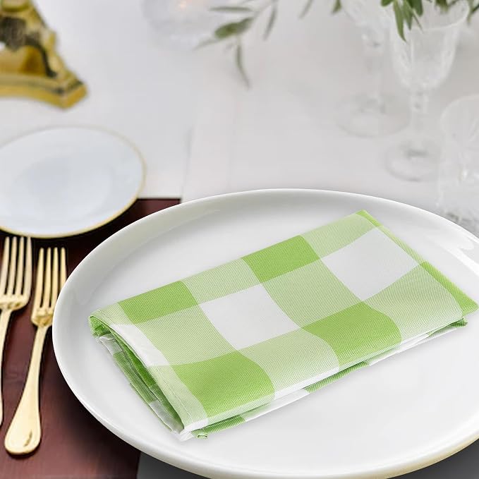 Buffalo Plaid Table Napkins Set of 12 Checkered Cloth Napkins 17x17 inch Washable Dinner Gingham Pattern Napkins Soft Napkins for Wedding Party Dining Banquet(Emerald and White) - Image 5