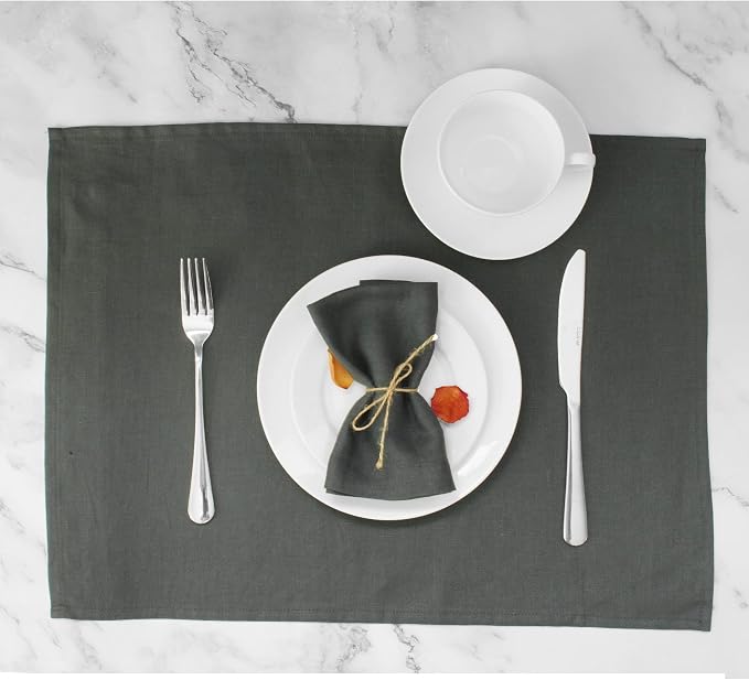 100% French Pure Linen Cloth Dinner Table Napkins Machine Washable Stone Washed 15x15 Inch Set of 4 Charcoal Black - Image 5