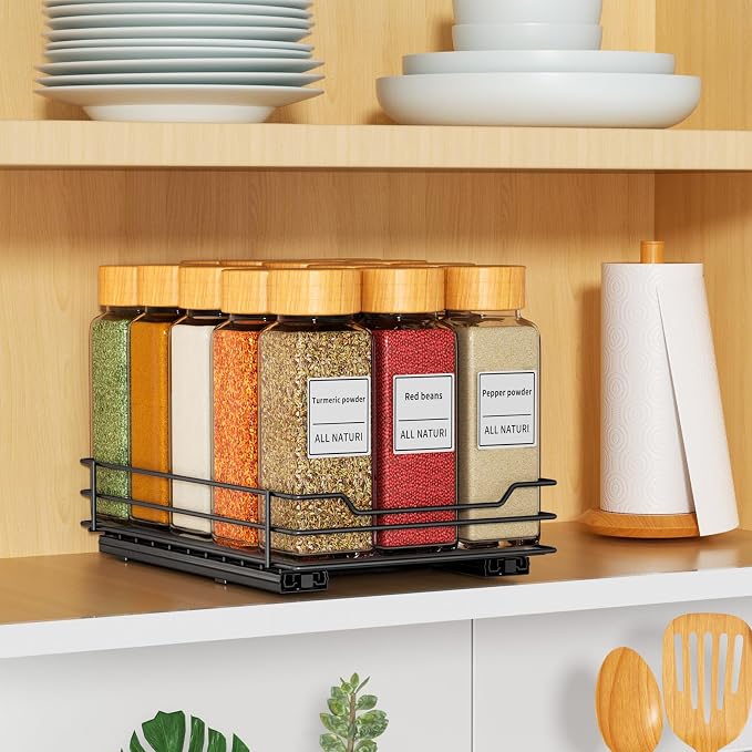 RCHYFEED Pull Out Spice Rack Organizer for Cabinet,6.5" Wx10.5 Dx2.5 H | Metal,Heavy Duty Slide Out Spice Rack,Ideal for Kitchen & Pantry Storage of Spices & Sauces - Image 7
