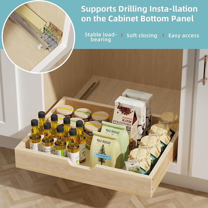 ROOMTEC Pull Out Drawers for Cabinets, 28½” W x 21” D Soft Close Slide Out Drawers for Kitchen Cabinets, Cabinet Pull Out Shelves Requires At Least 29.5” Cabinet Opening - Image 5