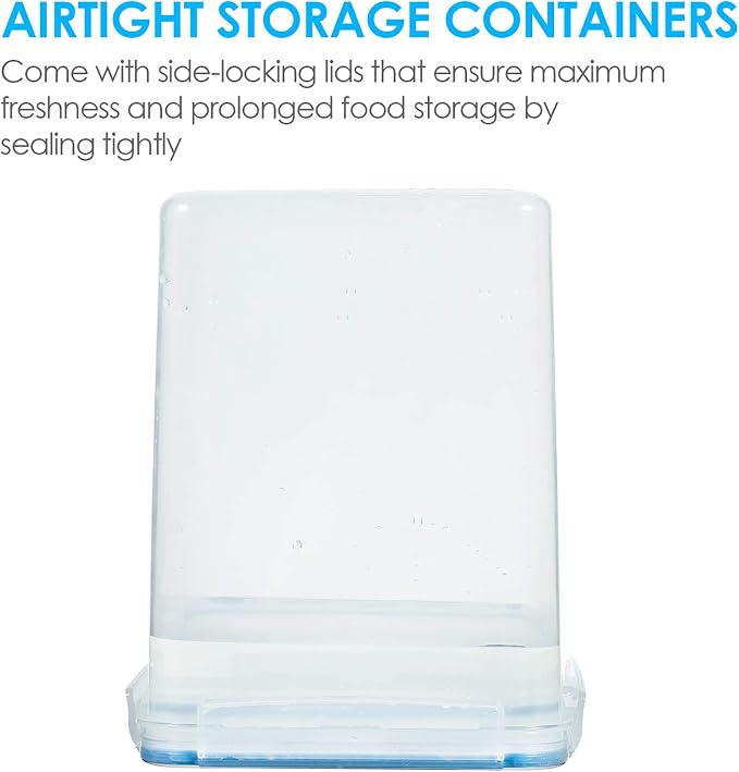 Vtopmart Large Food Storage Containers 5.2L / 175oz, 4 Pieces BPA Free Plastic Airtight Canisters for Flour, Sugar, Baking Supplies, Rice with Lids, 4 Measuring Cups and 24 Labels, Blue (Pack of 2) - Image 5