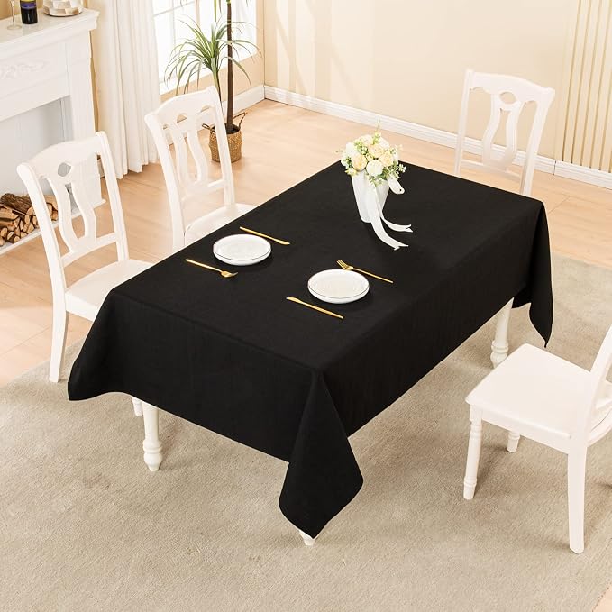 BALCONY & FALCON Rectangle Table Cloth Waterproof Black 55"x55" | Square Washable Wrinkle Resistant Table Cloth Linen Fabric Tablecloths for Dining Party Kitchen Wedding and Outdoor Use - Image 5