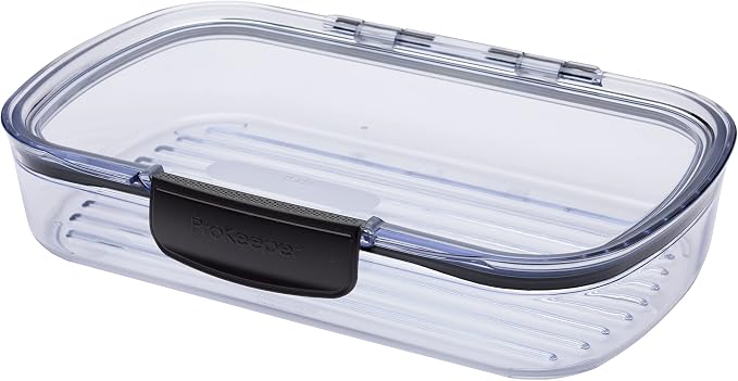 Progressive Prokeeper + Deli Storage Set: Air-Tight Silicone Sealed Containers w Grooved Bottom, Dry Erase Lid, BPA-Free, Stackable, Keeps Meats & Cheeses Fresh Longer, PKS-700C Deli 1.65L by ProgressiveInternational