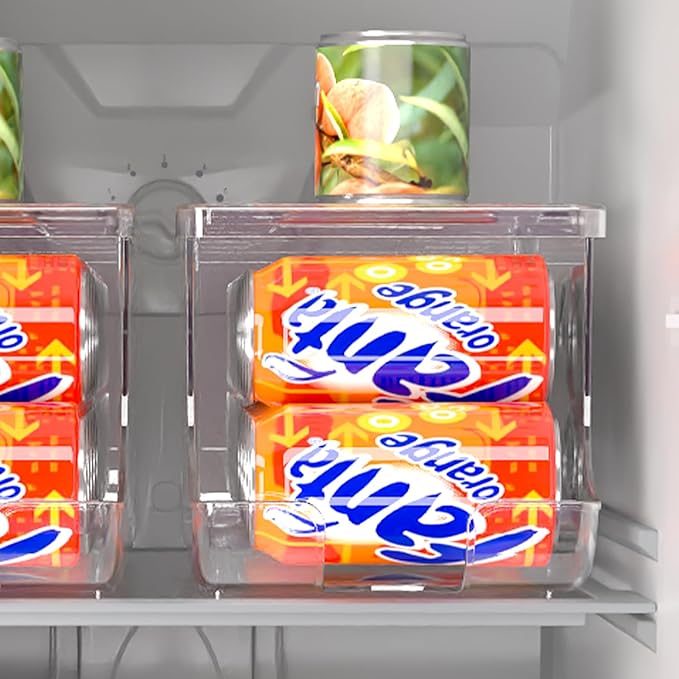 SCAVATA 4 Pack Soda Can Organizer for Refrigerator, Stackable Canned Food Pop Cans Container Can Holder Dispenser with Lid for Fridge Rack Freezer, Clear Storage Bins-Holds 12 Cans Each (Transparent) - Image 7