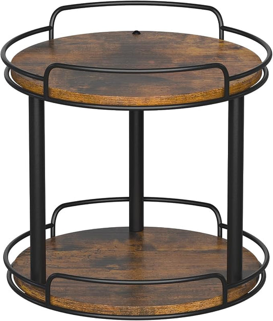 LAMU 10'' Wood Lazy Susan Turntable Organizer for Cabinet, 2 Tier Lazy Susan Spice Rack Organizer for Kitchen, Table Top, Countertop, Pantry, Medicine Organizer by YourHome-OrganizationHelper