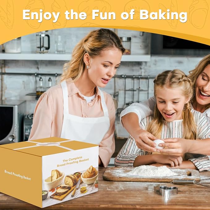 Sourdough Starter Kit, Sourdough Kit Include Banneton Proofing Basket, Sourdough Starter Jar, Bread Lame, Dough Scraper, Dough Whisk Scraper and Silicone Bread Sling - Image 7