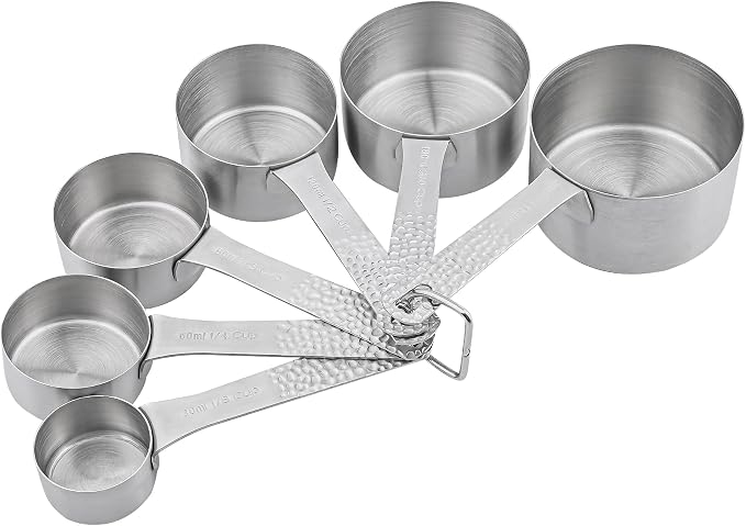 18/8 Stainless Steel Measuring Cups and Spoons Set 14 for Baking & Kitchen, Metric & US Metal 6 Measuring Cups and 7 Measuring Spoons with 1 Leveler - Image 3