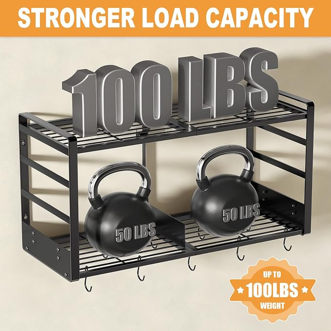 Pot Rack, 31 Inch Wall Mounted 2-Tier Pots & Pans Organizer with 20 Hooks | 14 Removable Slots & Pot Lid Holder, Heavy Duty Steel Pot and Pan Hanger for Kitchen Cookware & Utensil Storage - Image 6