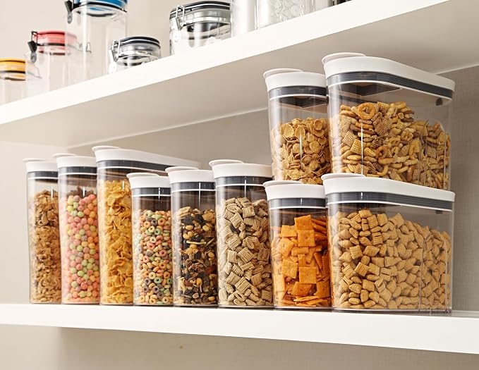 Felli Airtight Cereal Containers 2.6 Qt, Stackable BPA-Free Acrylic Cereal Dispenser with Flip-Top Lid, Small Dry Food Storage for Oats, Granola, Rice (Small 2.6 Qt - 3pk) - Image 6