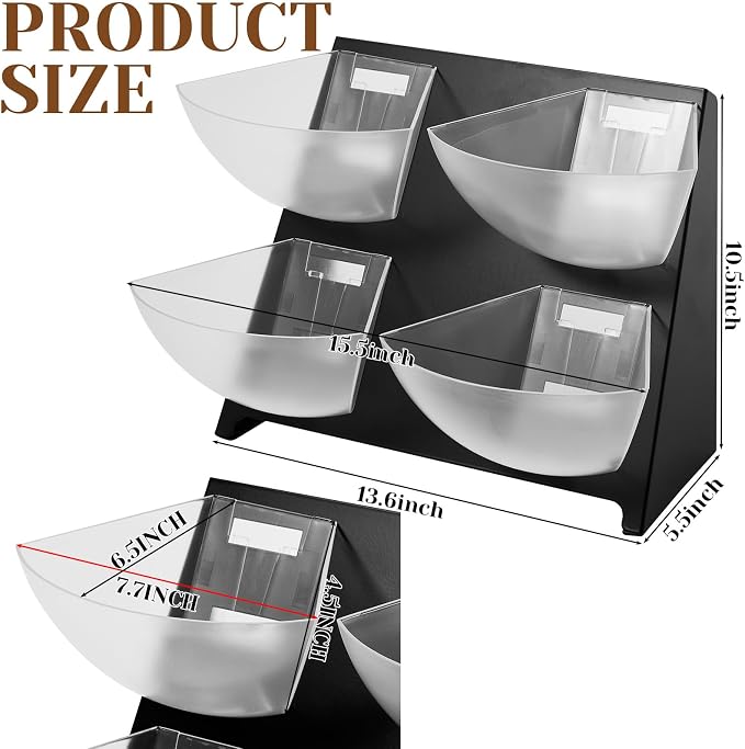 DoubleFill 15.5''x10''x 10.5'' Coffee Condiment Packet Organizer with 4 Removable Compartments Steel Coffee Caddy Station Creamer Sugar Tea Holder for Bar Countertop Office Kitchen Accessories(Black) - Image 3