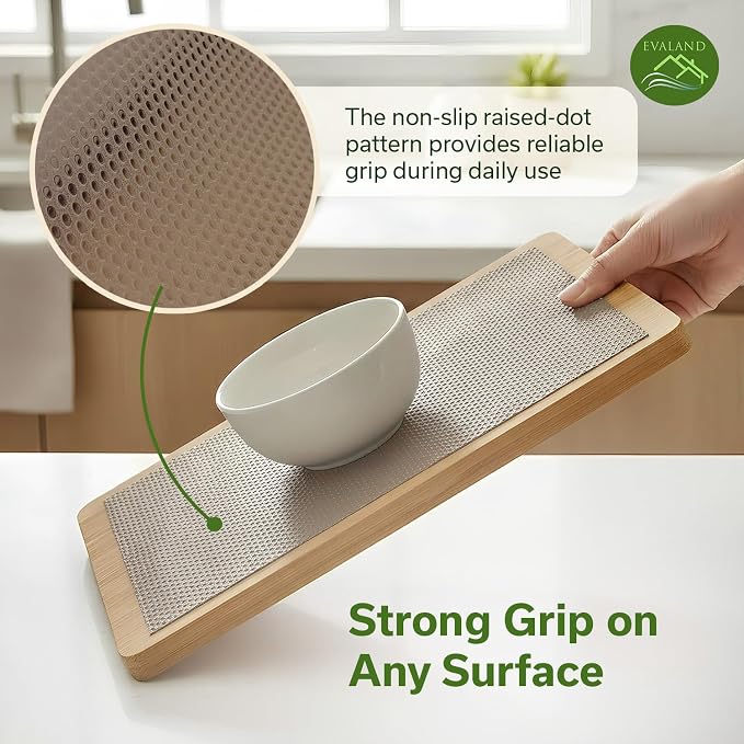 EVALAND Shelf Liner Cabinet Liner Non-Adhesive Drawer Liner 12 in x 33 FT | Non-Slip, Washable, Waterproof, Fridge Liners, Contact Paper, Shelf Liners for Cabinets, Kitchen, Refrigerator, Beige - Image 7
