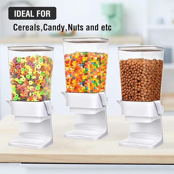 Cereal Dispenser Countertop Large Cereal Containers Storage White,3 pack | Cereal Dispenser For Pantry Dry Food Dispenser Countertop Rice Candy Dispenser Machine For Snack,Nuts, Granola - Image 4