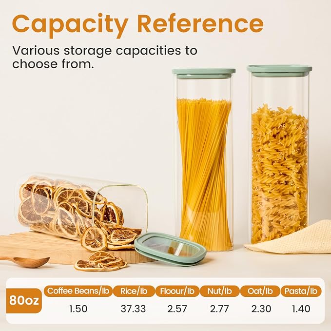 Glass Storage Jars with Lids, 2.5 Qt 3 pack | Borosilicate Glass, Glass Lid, Large Capacity Glass Food Storage for Pasta, Flour, Cereal, Cookies, Nuts, Coffee - Image 7