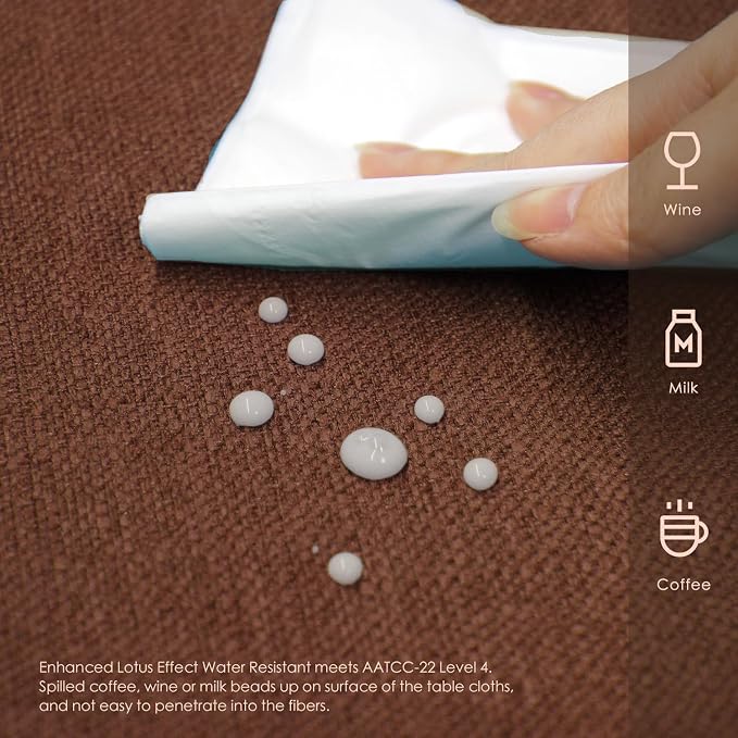 BALCONY & FALCON Rectangle Table Cloth Waterproof Brown 70"x55" | Rectangular Washable Wrinkle Resistant Table Cloth Linen Fabric Tablecloths for Dining Party Kitchen Wedding and Outdoor Use - Image 3