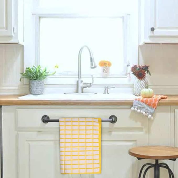Urban Villa Kitchen Towels Cotton Dish Towels 20”x30” (Set of 3) Yellow Wht - Image 8