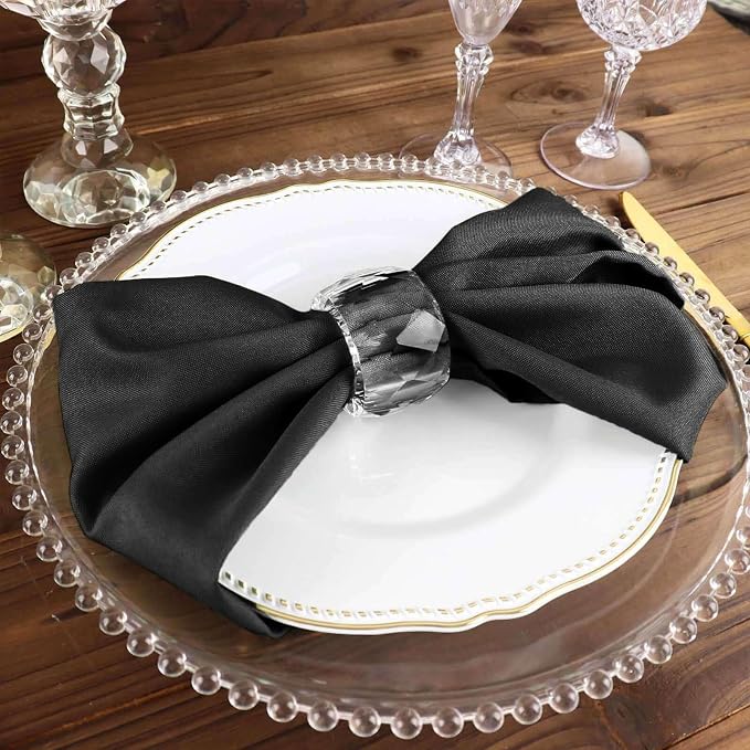 Efavormart Premium Cloth Napkins Set of 50, 17x17 Inch Black Seamless Dinner Napkins, Washable Linen Table Napkin Cloth with Hemmed Edges for Weddings, Party and Banquet - Image 7