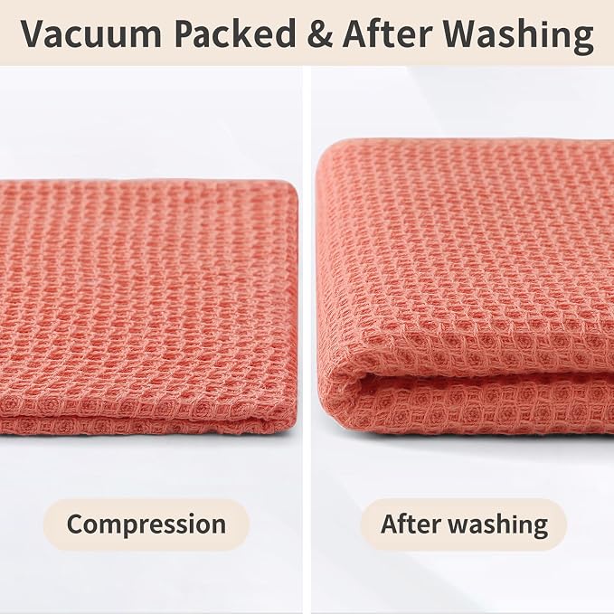 Homaxy 8 Pack 100% Cotton Kitchen Towels and Dishcloths Set, Coral | 12 x 12 Inches and 13 x 28 Inches Kitchen Towels Set, Ultra Soft Absorbent Dish Cloths for Washing Dishes - Image 8