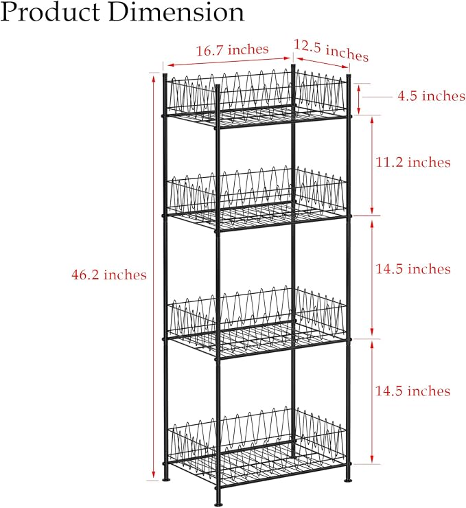 ETELI Water Bottle Organizer 4 Tier FreeStanding Water Bottle Holder Storage Rack Floor Metal Drink Soda Can Organizer for Pantry Kitchen Food Storage, Black - Image 3
