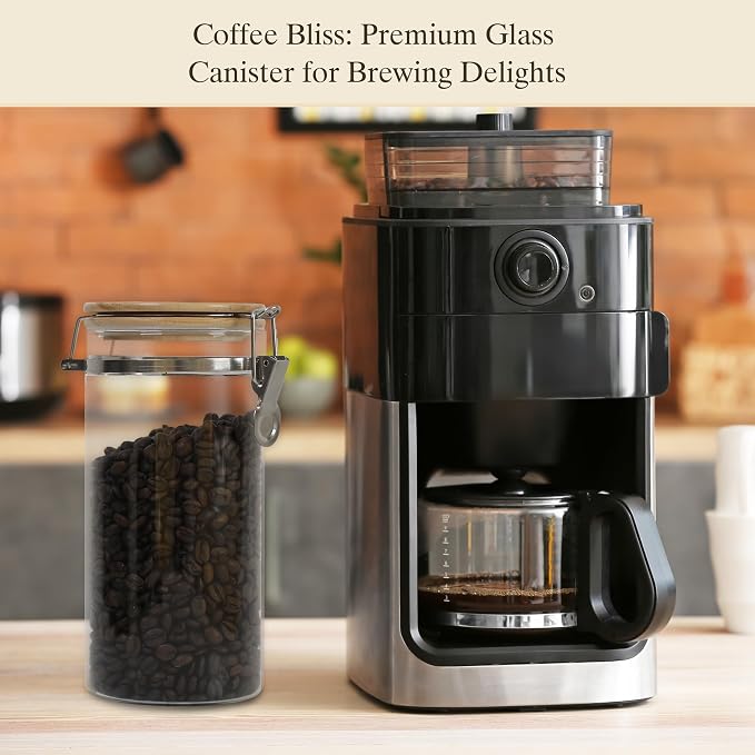Glass Coffee Canister Coffee Containers for Ground Coffee Coffee Bean Storage Airtight Seal with Locking Clamp, Coffee Bar Accessories Perfect for Kitchen Storage - Image 6