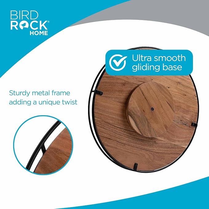 BIRDROCK HOME 18” Wooden Lazy Susan - Espresso - Iron Edges - Table Top Turntable - Cabinet or Pantry Organizer - Decorative Spice Rack Medicine Cleaning Spinning Table - Wood - Image 3