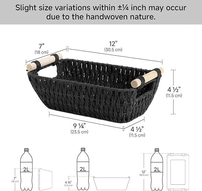 Storageworks Small Storage Basket, Organizing Baskets For Shelf, Black - Image 3