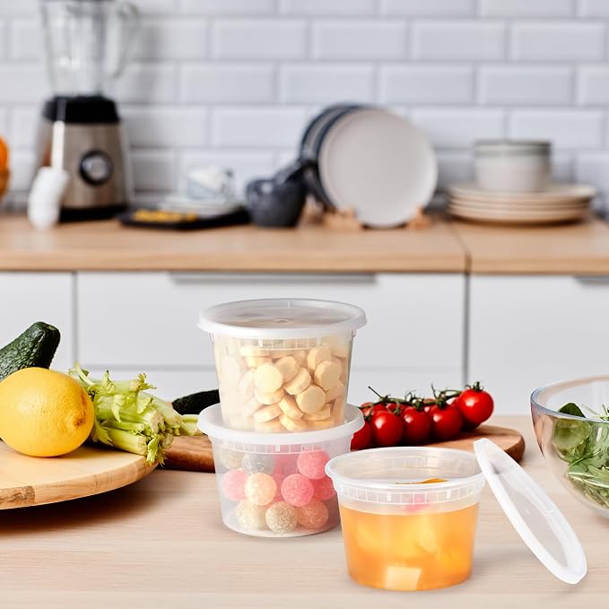 Glotoch Express 24 Sets 16 oz Deli Containers with Lids,Leakproof&BPA-Free | Plastic Soup Containers with Lids,Airtight Takeout Food Storage Containers for Soup,Freezer/Microwave/Dishwasher Safe - Image 9
