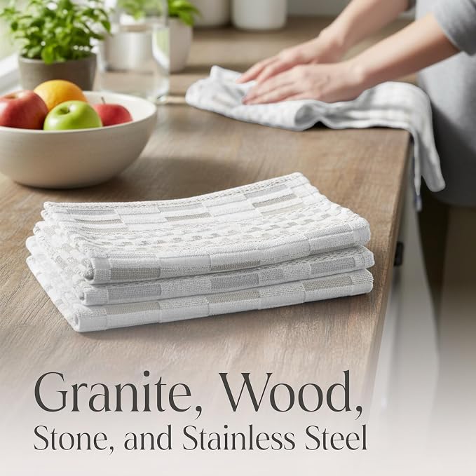 Sea Pines Kitchen Towels, Pack of 4 - White-Beige | Super Soft and Comfy, Organic Cotton Material, Kitchen Cloth Napkins, for Drying, Wiping, or Cleaning, at Home & Kitchen - Image 6