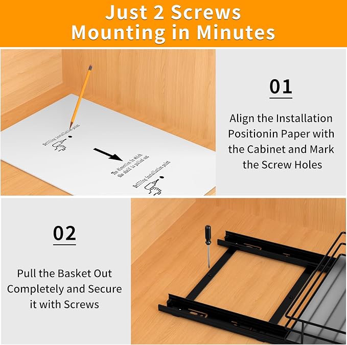 BOIVSHI Pull Out Spice Rack Organizer for Cabinet, Heavy Duty Slide Out Spice Rack Organizer for Kitchen Cabinets and Pantry, Fits Spices, Sauces, Canned Food (8.5''Wx10.5''Dx2.5''H) - Image 6