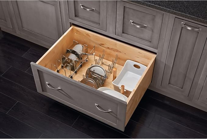 Rev-A-Shelf Pegboard Drawer Divider Organizer, Trim to Custom Fit Wooden Kitchen Cabinet Storage Utensil, Pots & Dish Rack, 39" x 21", 4DPS-3921 - Image 7