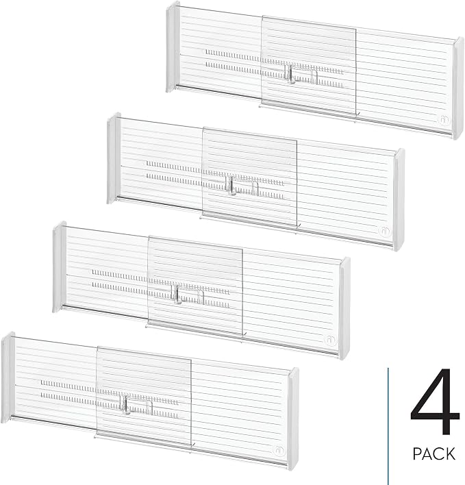 iDesign Expandable Deep Drawer Dividers, Set of 4, Clear | Kitchen, Dresser, Desk Drawers - Image 2