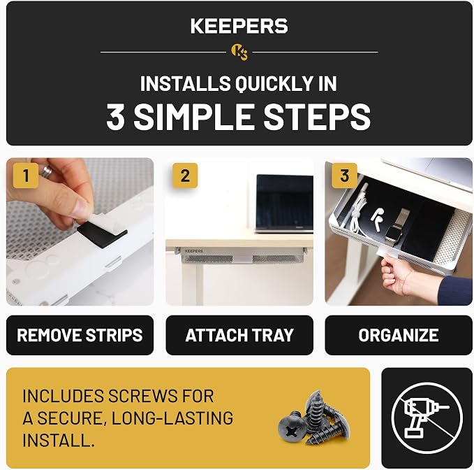Everything Keeper - Organizer for Home, Kitchen, Bathroom, RV, Small Spaces - Storage Organizers - Compact Metal Basket - Under Cabinet Holder - Easy Install - Holds Strong - 13 x 10 x 2.5 in - Image 5