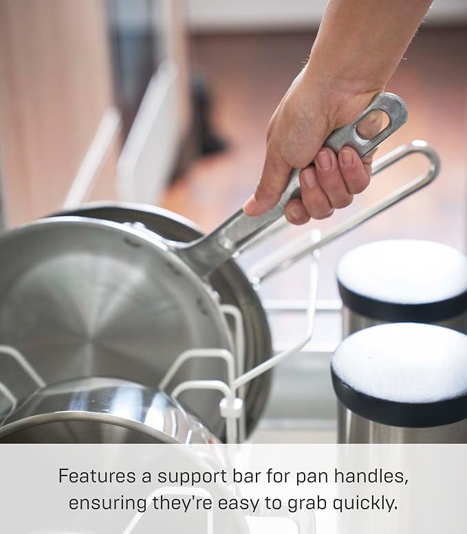 YAMAZAKI Home Tower Adjustable Lid & Pan Organizer – Kitchen Drawer Storage Shelf Rack | Adjustable kitchen drawer storage shelf rack organizes pot lids and pans. Built for daily use. Keeps essentials organized. - Image 5