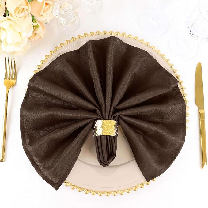 Efavormart Premium Cloth Napkins Set of 5, 20x20 Inch Chocolate Seamless Dinner Napkins, Washable Linen Table Napkin Cloth with Hemmed Edges for Weddings, Party and Banquet - Image 6