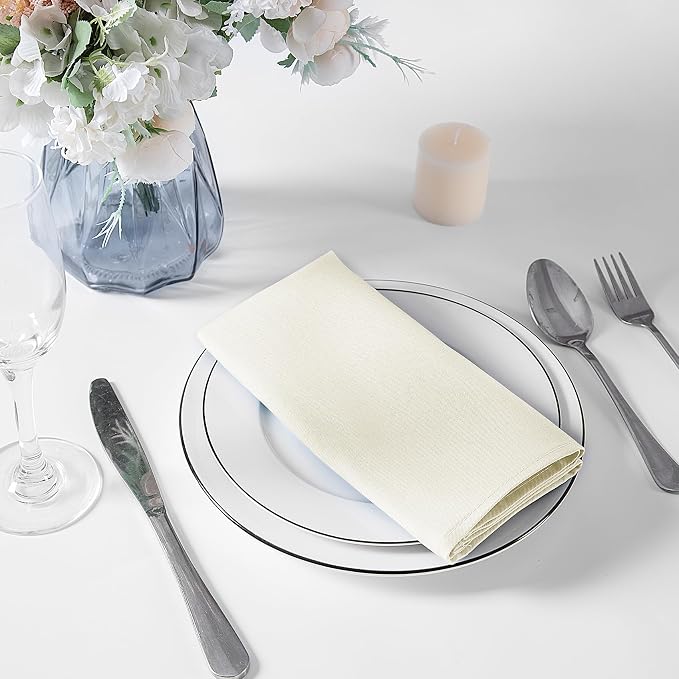 Bailarina Cloth Napkins Set of 40,17x17 inches Dinner Napkins Cloth Washable,Polyester Square Table Cloth Napkin Bulk with Hemmed Edges Ideal for Banquets, Parties and Weddings-Ivory - Image 3
