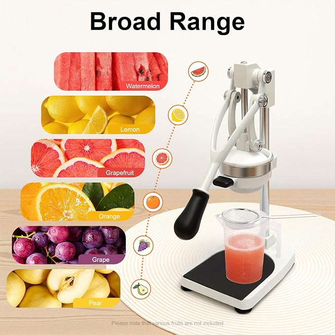 Manual Juicer, Stainless Steel Orange Juicer Squeezer, Hand Press Juicer Machine for Citrus Orange Lemon Fruit, Countertop Juicer Press with Cup Brusher, Easy to Clean - Image 7