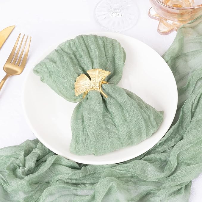 DeZerlor Sage Green Washable Cheesecloth Napkins Set of 50 for Party | Reusable Summer Cloth Napkins Bulk, for Wedding Bridal Baby Shower Dinner Cocktail Birthday Home, 21x21 Inches - Image 3