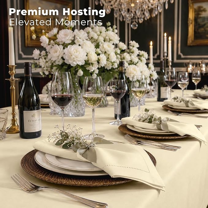 Signature Linen™ by D'Moksha Ivory Dinner Napkins Set of 4, 20 x 20 Inch Cloth Napkins, 100% Pure Linen, Hemstitch, Machine Washable Table Napkins- Summer, Weddings, Outdoor hostings - Image 4