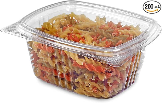 16oz RPET Clear Hinged Lid Deli Container - 200Pcs by CleverPackaging